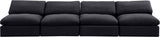 Comfy Black Velvet Modular Sofa 189Black-S156 Meridian Furniture