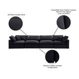 Comfy Black Velvet Modular Sofa 189Black-S158 Meridian Furniture