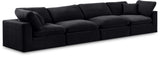 Comfy Black Velvet Modular Sofa 189Black-S158 Meridian Furniture