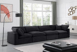 Comfy Black Velvet Modular Sofa 189Black-S158 Meridian Furniture