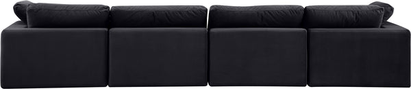 Comfy Black Velvet Modular Sofa 189Black-S158 Meridian Furniture