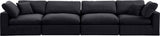 Comfy Black Velvet Modular Sofa 189Black-S158 Meridian Furniture