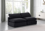 Comfy Black Velvet Modular Sofa 189Black-S78 Meridian Furniture