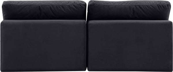 Comfy Black Velvet Modular Sofa 189Black-S78 Meridian Furniture