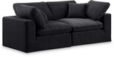 Comfy Black Velvet Modular Sofa 189Black-S80 Meridian Furniture