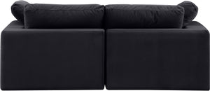 Comfy Black Velvet Modular Sofa 189Black-S80 Meridian Furniture