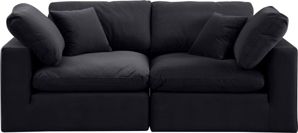Comfy Black Velvet Modular Sofa 189Black-S80 Meridian Furniture