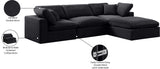 Comfy Black Velvet Modular Sectional 189Black-Sec4A Meridian Furniture