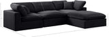 Comfy Black Velvet Modular Sectional 189Black-Sec4A Meridian Furniture