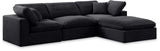 Comfy Black Velvet Modular Sectional 189Black-Sec4A Meridian Furniture