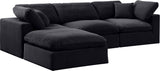 Comfy Black Velvet Modular Sectional 189Black-Sec4A Meridian Furniture