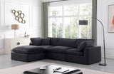 Comfy Black Velvet Modular Sectional 189Black-Sec4A Meridian Furniture