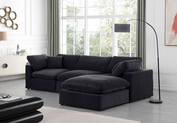 Comfy Black Velvet Modular Sectional 189Black-Sec4A Meridian Furniture