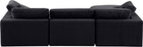 Comfy Black Velvet Modular Sectional 189Black-Sec4A Meridian Furniture