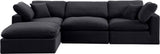 Comfy Black Velvet Modular Sectional 189Black-Sec4A Meridian Furniture