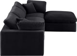 Comfy Black Velvet Modular Sectional 189Black-Sec4A Meridian Furniture