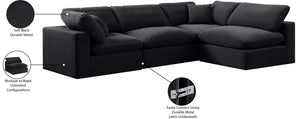 Comfy Black Velvet Modular Sectional 189Black-Sec4B Meridian Furniture