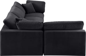 Comfy Black Velvet Modular Sectional 189Black-Sec4B Meridian Furniture