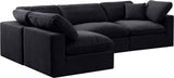 Comfy Black Velvet Modular Sectional 189Black-Sec4B Meridian Furniture