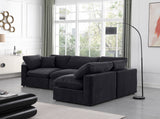 Comfy Black Velvet Modular Sectional 189Black-Sec4B Meridian Furniture