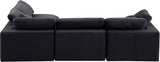 Comfy Black Velvet Modular Sectional 189Black-Sec4B Meridian Furniture