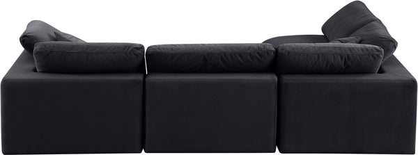 Comfy Black Velvet Modular Sectional 189Black-Sec4B Meridian Furniture