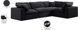 Comfy Black Velvet Modular Sectional 189Black-Sec4C Meridian Furniture