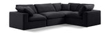 Comfy Black Velvet Modular Sectional 189Black-Sec4C Meridian Furniture