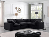 Comfy Black Velvet Modular Sectional 189Black-Sec4C Meridian Furniture