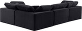 Comfy Black Velvet Modular Sectional 189Black-Sec4C Meridian Furniture