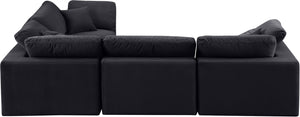 Comfy Black Velvet Modular Sectional 189Black-Sec4C Meridian Furniture