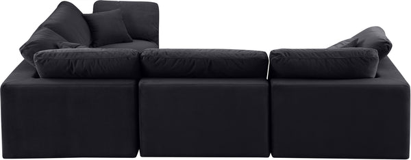 Comfy Black Velvet Modular Sectional 189Black-Sec4C Meridian Furniture