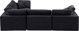 Comfy Black Velvet Modular Sectional 189Black-Sec4C Meridian Furniture