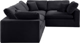 Comfy Black Velvet Modular Sectional 189Black-Sec4C Meridian Furniture