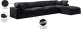 Comfy Black Velvet Modular Sectional 189Black-Sec5A Meridian Furniture