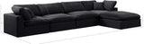 Comfy Black Velvet Modular Sectional 189Black-Sec5A Meridian Furniture