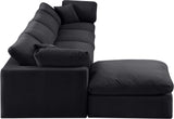 Comfy Black Velvet Modular Sectional 189Black-Sec5A Meridian Furniture