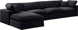 Comfy Black Velvet Modular Sectional 189Black-Sec5A Meridian Furniture