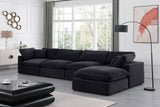 Comfy Black Velvet Modular Sectional 189Black-Sec5A Meridian Furniture