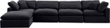 Comfy Black Velvet Modular Sectional 189Black-Sec5A Meridian Furniture