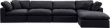 Comfy Black Velvet Modular Sectional 189Black-Sec5A Meridian Furniture