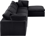 Comfy Black Velvet Modular Sectional 189Black-Sec5A Meridian Furniture