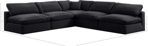 Comfy Black Velvet Modular Sectional 189Black-Sec5B Meridian Furniture