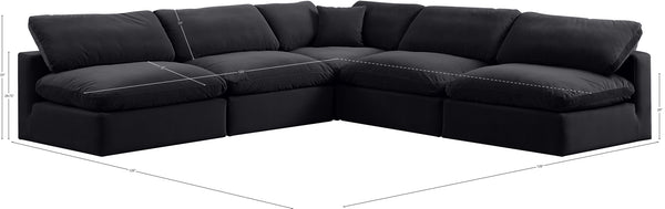 Comfy Black Velvet Modular Sectional 189Black-Sec5B Meridian Furniture