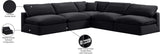 Comfy Black Velvet Modular Sectional 189Black-Sec5B Meridian Furniture