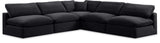 Comfy Black Velvet Modular Sectional 189Black-Sec5B Meridian Furniture