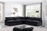 Comfy Black Velvet Modular Sectional 189Black-Sec5B Meridian Furniture