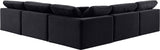 Comfy Black Velvet Modular Sectional 189Black-Sec5B Meridian Furniture