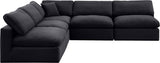 Comfy Black Velvet Modular Sectional 189Black-Sec5B Meridian Furniture