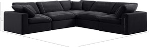 Comfy Black Velvet Modular Sectional 189Black-Sec5C Meridian Furniture